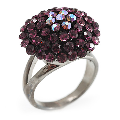 Purple Crystal Cocktail Ring (Black Tone) - main view