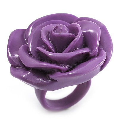 Purple Chunky Resin Rose Ring - main view