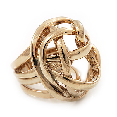 Bold Modern Dome-Shaped Wired Ring In Gold Plated Metal - 3cm Diameter - main view