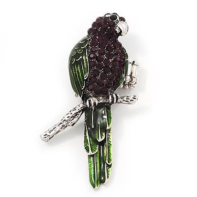 Exotic Purple/Green Crystal 'Parrot' Flex Ring In Burnt Silver Plating - 7.5cm Length (Size 7/8) - main view