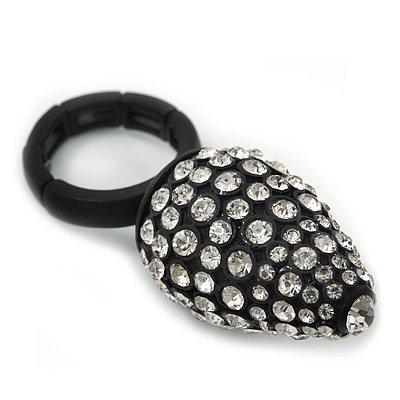 Matte Black 'Enigma' Cluster Ring - 30mm Height - Size 7/8 Expandable - main view