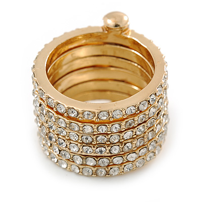 Gold Plated Clear Crystal Stacking/ Stackable Band Ring - main view