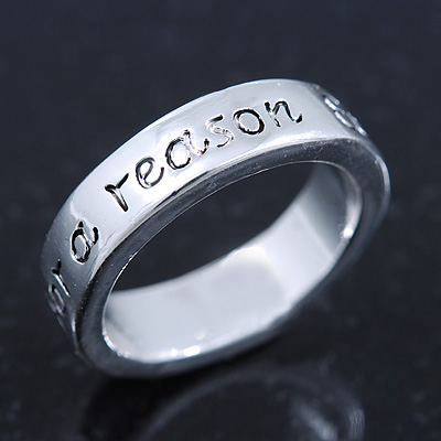 Silver Plated 'Everything happens for a reason' Engraved Ring - Size 8 - main view
