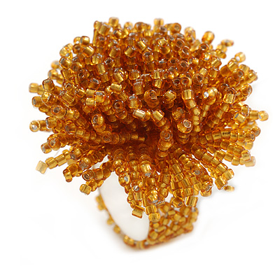 45mm Diameter Shiny Gold Glass Bead Flower Stretch Ring/ Size M - main view