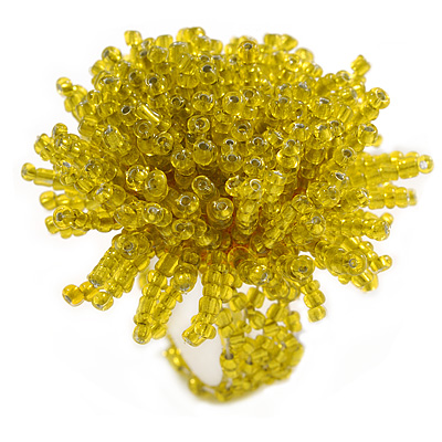 45mm Diameter Canary Yellow Glass Bead Flower Stretch Ring/ Size S/M - main view