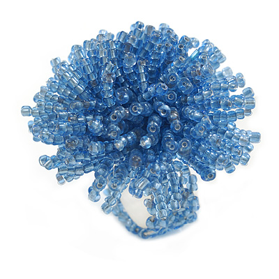 45mm Diameter Sky Blue Glass Bead Flower Stretch Ring/Size M/L - main view