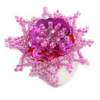45mm Glass and Sequin Star Flex Ring/Pink/Size M - main view