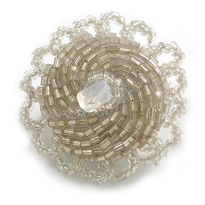 40mm Diameter/Transparent Glass Bead Daisy Flower Flex Ring/ Size M - main view