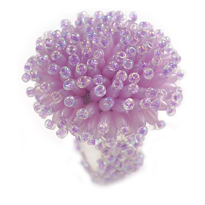 40mm Diameter/ Lavender Acrylic/Glass Bead Daisy Flower Flex Ring - Size M - main view