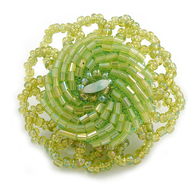 40mm Diameter/Celery Green Glass Bead Daisy Flower Flex Ring/ Size M - main view