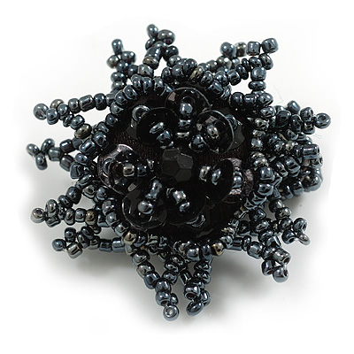 45mm Glass and Sequin Star Flex Ring/Anthracite Grey/Size M - main view