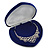 Luxury Blue Velour Heart Jewellery Box for Set/ Necklace/ Brooch/ Pendant/ Earring/ Comb (Necklace Not Included) - view 2