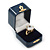 Victorian Style Dark Blue Snake Leatherette Box for Rings With Gold Tone Metal Closure - view 3