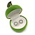 Lime Green Velour Apple Jewellery Box For Small Ring/ Stud Earrings - view 2
