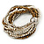 Silver/ White/ Bronze Multistrand Glass Bead Flex Bracelet With A Silver Mirrored Ball - 19cm L - view 5