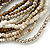 Silver/ White/ Bronze Multistrand Glass Bead Flex Bracelet With A Silver Mirrored Ball - 19cm L - view 4