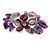 Purple Sea Shell, Faux Pearl Bead Floral Cuff Bracelet In Silver Tone - Adjustable
