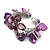 Purple Sea Shell, Faux Pearl Bead Floral Cuff Bracelet In Silver Tone - Adjustable - view 5