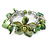 Green Sea Shell, Faux Pearl Bead Floral Cuff Bracelet In Silver Tone - Adjustable