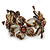 Taupe/ Brown Floral Sea Shell & Simulated Pearl Cuff Bracelet (Silver Tone) - Adjustable - view 4