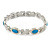 Plated Alloy Metal Turquoise Stone and Cross Motif Ladies Magnetic Bracelet - 17cm Long - view 7