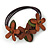 Handmade Leather Floral Flex Wire Bracelet (Brown/ Green) - Adjustable - view 3