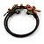 Handmade Leather Floral Flex Wire Bracelet (Brown/ Green) - Adjustable - view 4