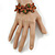 Handmade Leather Floral Flex Wire Bracelet (Brown/ Green) - Adjustable - view 2