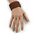 Brown Glass Bead Flex Cuff Bracelet - Medium - view 3