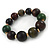 Green/ Brown/ Black Graduated Wood Bead Flex Bracelet - 18cm L - view 2