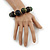 Green/ Brown/ Black Graduated Wood Bead Flex Bracelet - 18cm L - view 3