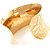Gold Floral Embossed Fashion Bangle Bracelet - view 2