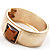 Gold Textured Wide Fashion Bangle with Square Amber Crystal