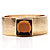 Gold Textured Wide Fashion Bangle with Square Amber Crystal - view 2