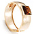 Gold Textured Wide Fashion Bangle with Square Amber Crystal - view 3