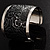 Black Floral Hammered Wide Metal Cuff - view 4