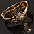 Antique Gold Hinged Leaf Costume Bangle Bracelet - view 2
