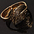 Antique Gold Hinged Leaf Costume Bangle Bracelet - view 3