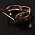 Antique Gold Hinged Leaf Costume Bangle Bracelet - view 5