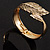 Antique Gold Hinged Leaf Costume Bangle Bracelet - view 7