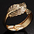 Antique Gold Hinged Leaf Costume Bangle Bracelet - view 8