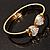Gold Crystal Double Heart Hinged Bangle Bracelet - view 2