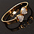 Gold Crystal Double Heart Hinged Bangle Bracelet - view 3