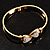 Gold Crystal Double Heart Hinged Bangle Bracelet - view 4