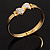 Gold Crystal Double Heart Hinged Bangle Bracelet - view 5