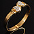 Gold Crystal Double Heart Hinged Bangle Bracelet - view 6