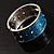 Blue Crystal Wide Hinged Enamelled Costume Bangle - view 2
