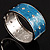 Blue Crystal Wide Hinged Enamelled Costume Bangle - view 5