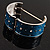 Blue Crystal Wide Hinged Enamelled Costume Bangle - view 6