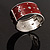Red Crystal Wide Hinged Enamelled Costume Bangle - view 5